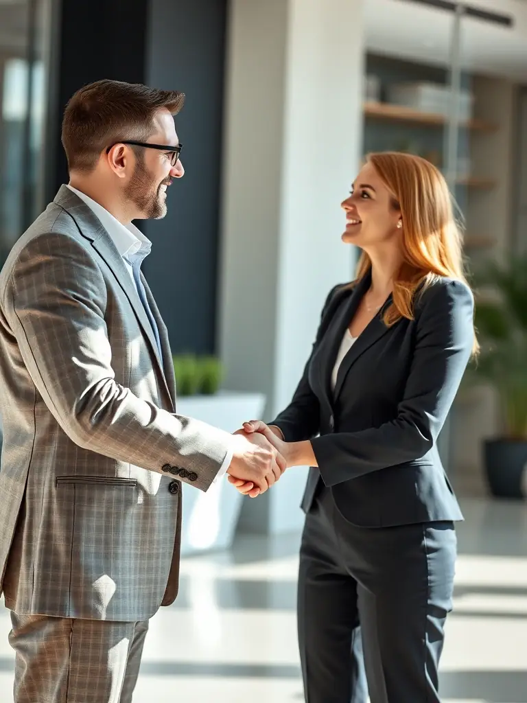 Two hands shaking over a blueprint, symbolizing the price-beat promise of ByteWorth Designs.